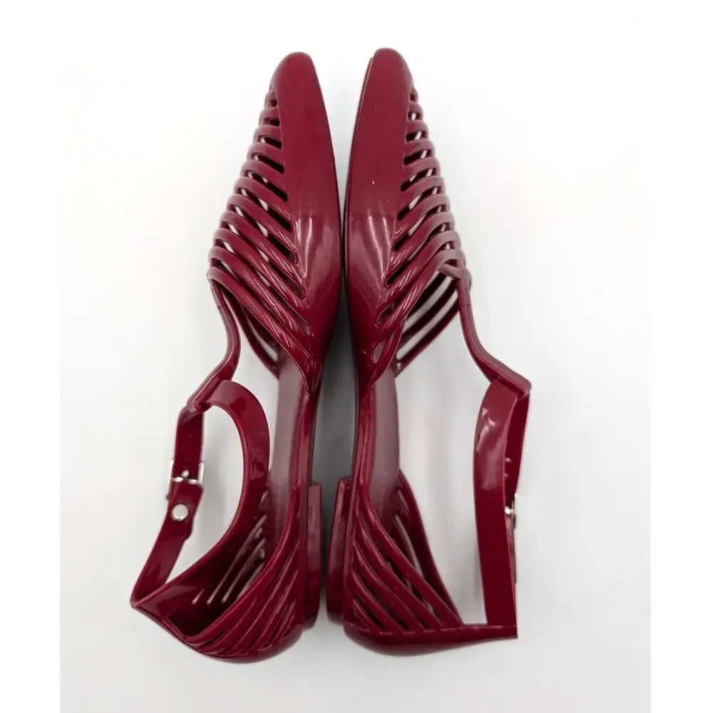 Jeffrey Campbell Squeaky Jelly Flat Shoes Women's Cherry Red Size US8 EU38